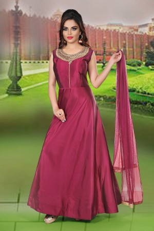 Deep Maroon Color Party Wear Gown